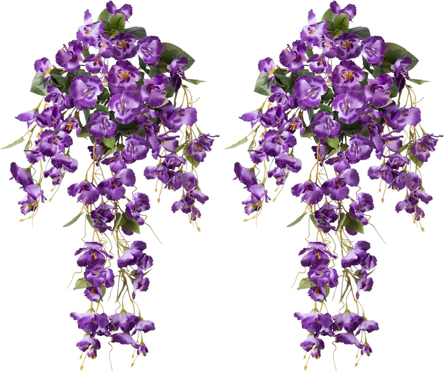 Fake Hibiscus Artificial Hanging Flowers Plants for Outdoors Spring Decoration, 2pcs Silk Hibiscus Vines Realistic UV Resistant