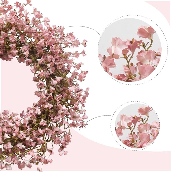 22 Inch Pink Forsythia Flower Front Door Wreath, Spring, Autumn, Valentine's Day Decor