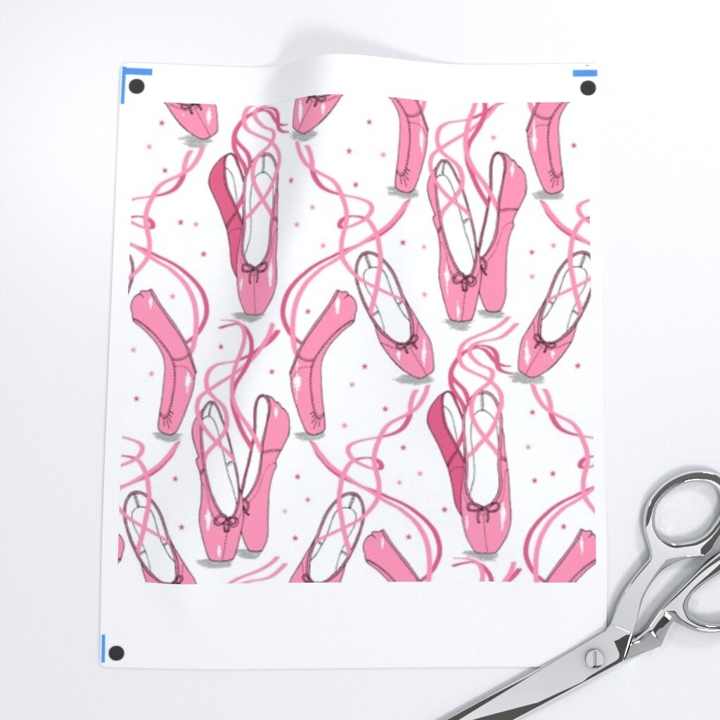 Pink Ballet Shoes Dance Girls Custom Printed Fabric by Spoonflower Various Fabrics by the Yard or Fat Quarter