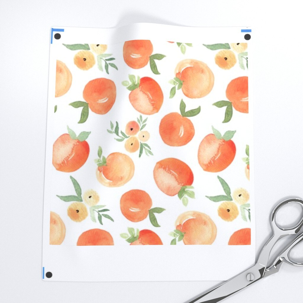 Painted Peaches Fruit Peach Summer Garden Food Kitchen Custom Printed Fabric by Spoonflower Various Fabrics by the Yard or Fat Quarter
