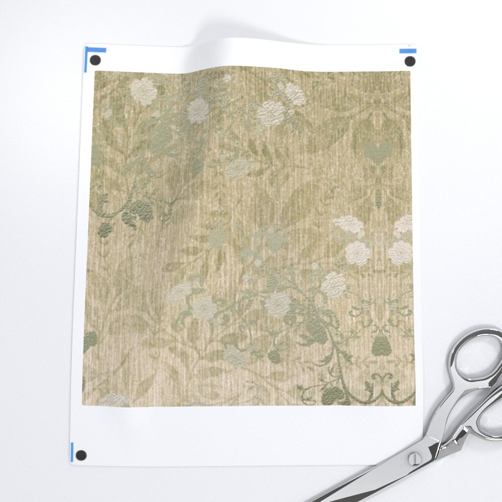 Victorian Damask Faux Gold Gilded Rustic Taupe Floral Botanical Vintage Style Flowers Art Nouveau Custom Printed Fabric by Spoonflower Various Fabrics by the Yard or Fat Quarter