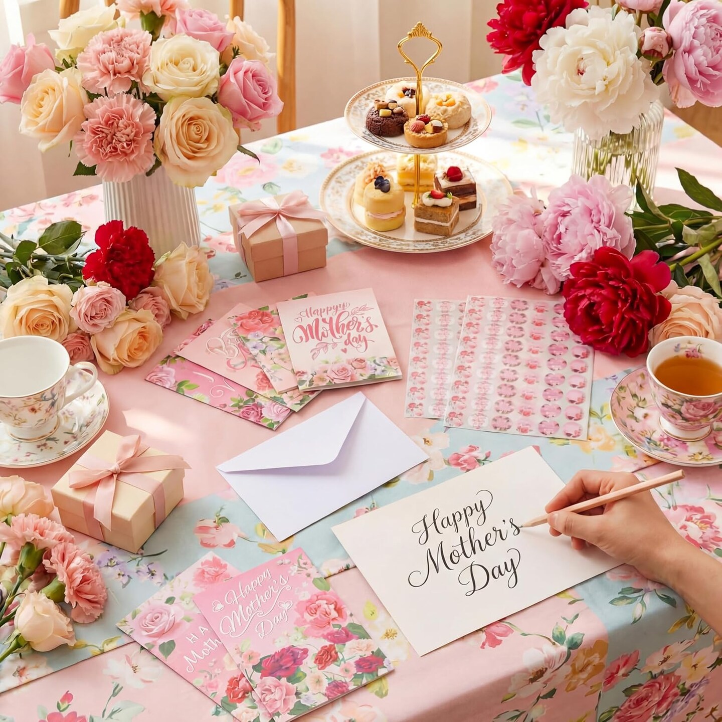 Mother’s Day Card Making Floral Greeting Card Set – 120 Pack Bulk Happy Mother’s Day Cards with Envelopes & Stickers, 6 Assorted Designs Blank 4×6 Inch for Mom, Grandma & Family