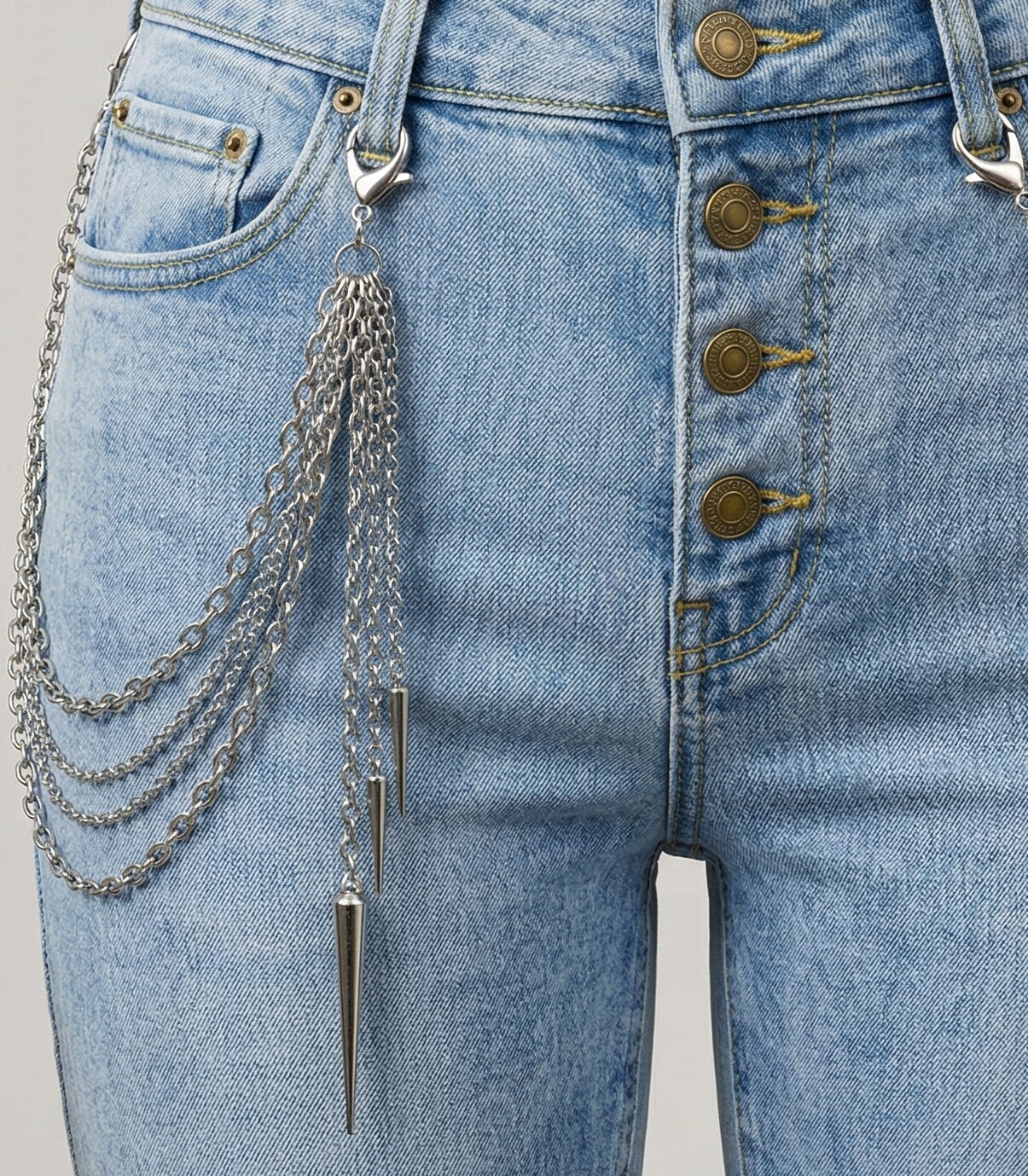 4 Strand Spiked Belt Loop Pants Chain Available in 4 Colors