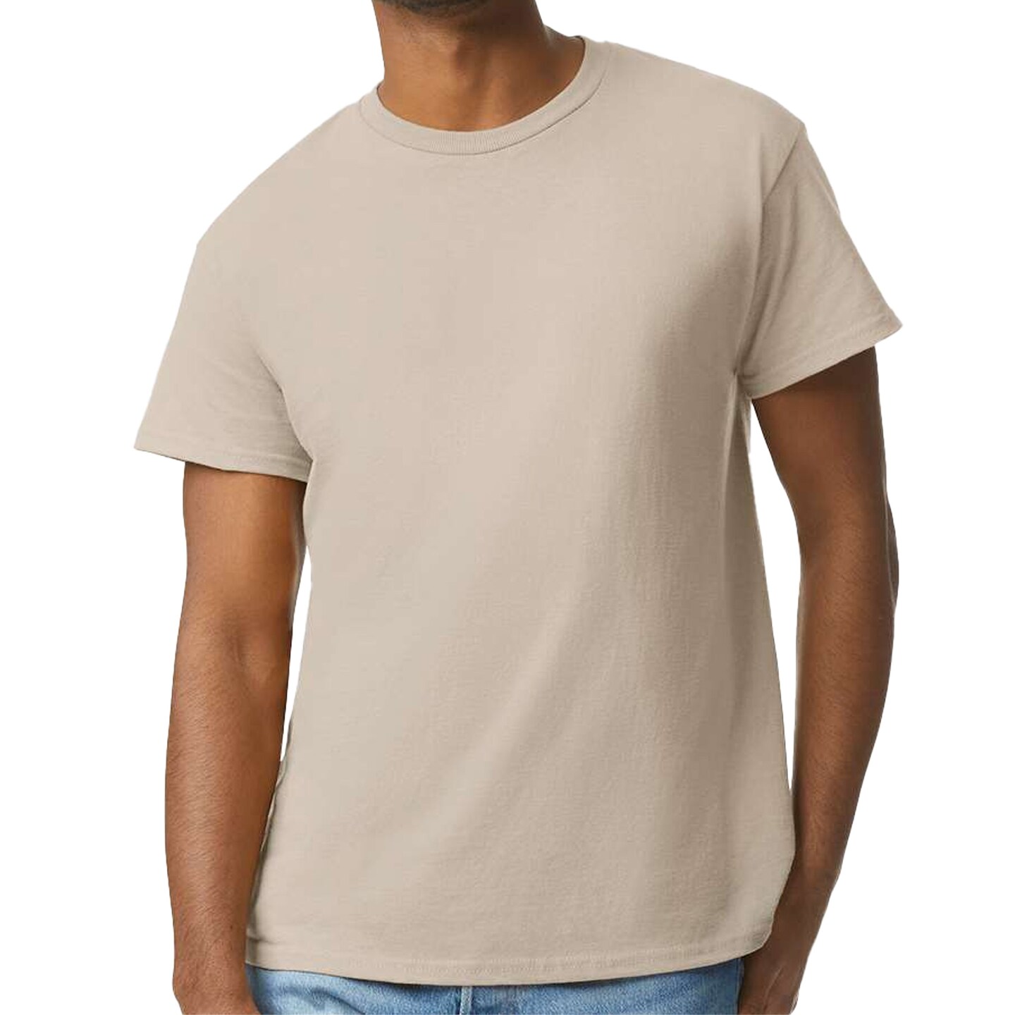 Gildan Men's Ultra Cotton Short Sleeve T-Shirt, Adult Sand Color Craft Bundle for DIY Printing, S–5XL