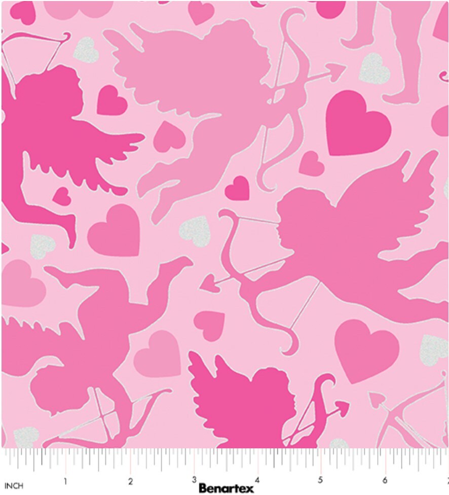 Benartex Valentine Cupids Love Pink 100% Cotton Fabric Price per Yard