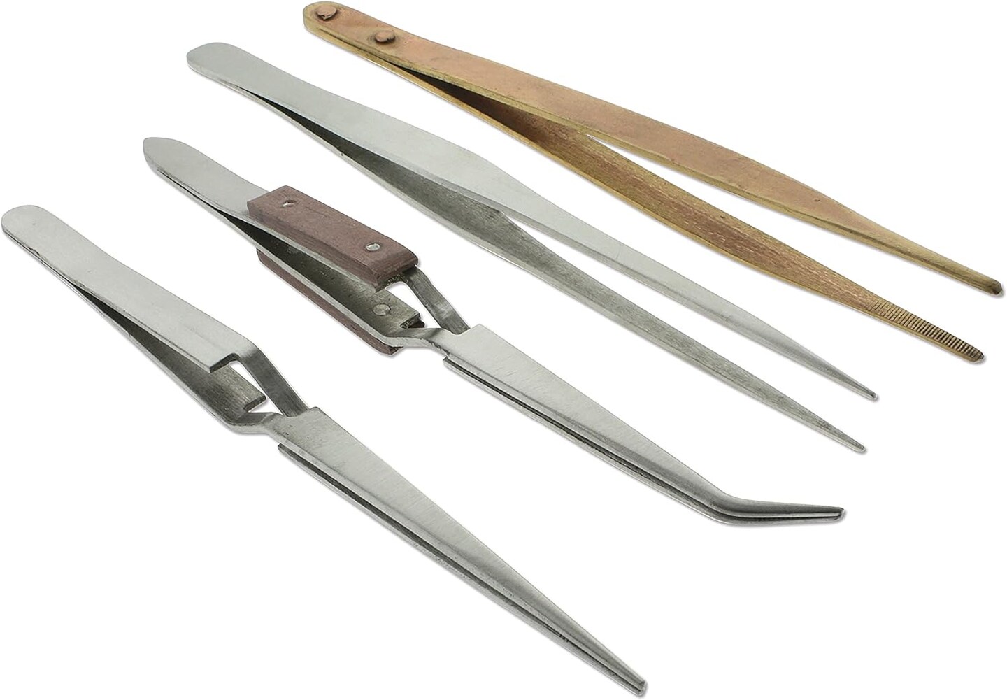 The Beadsmith Soldering Tweezer Set – Plastic Storage Pouch Included – Variety of Tweezer Types for Solder & Repair Bench Work – Precision Tool for Crafting and Jewelry Making