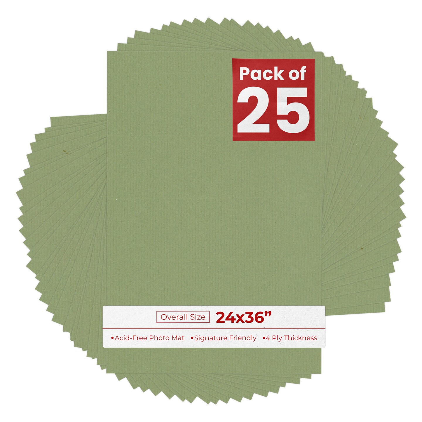 Palm Leaf Green 24x36 Uncut Mat Board - Blank Sheets, No Opening