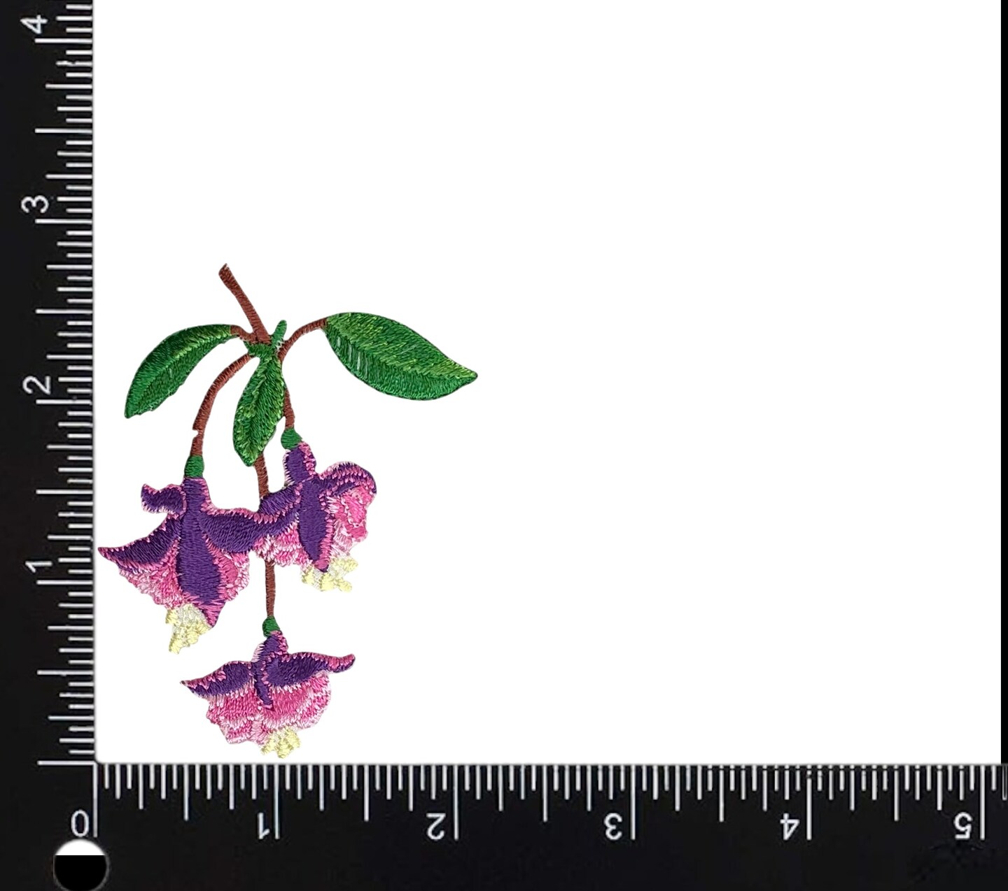 Fuchsia Flowers, Lady's Ear Drops, Embroidered, Iron on Patch