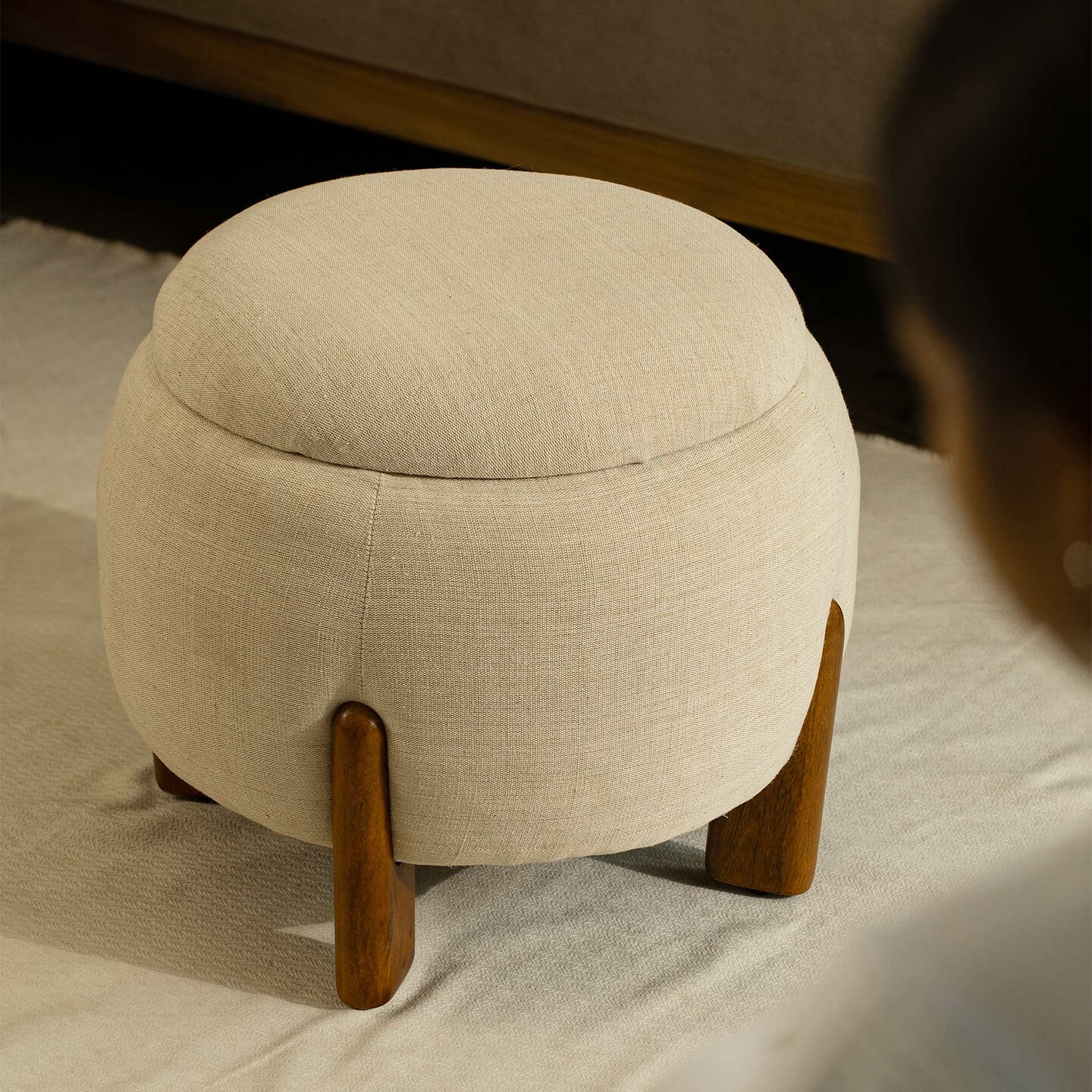 Upholstered Round Ottoman - 19.69 X 19.69 X 16.93&#x22;