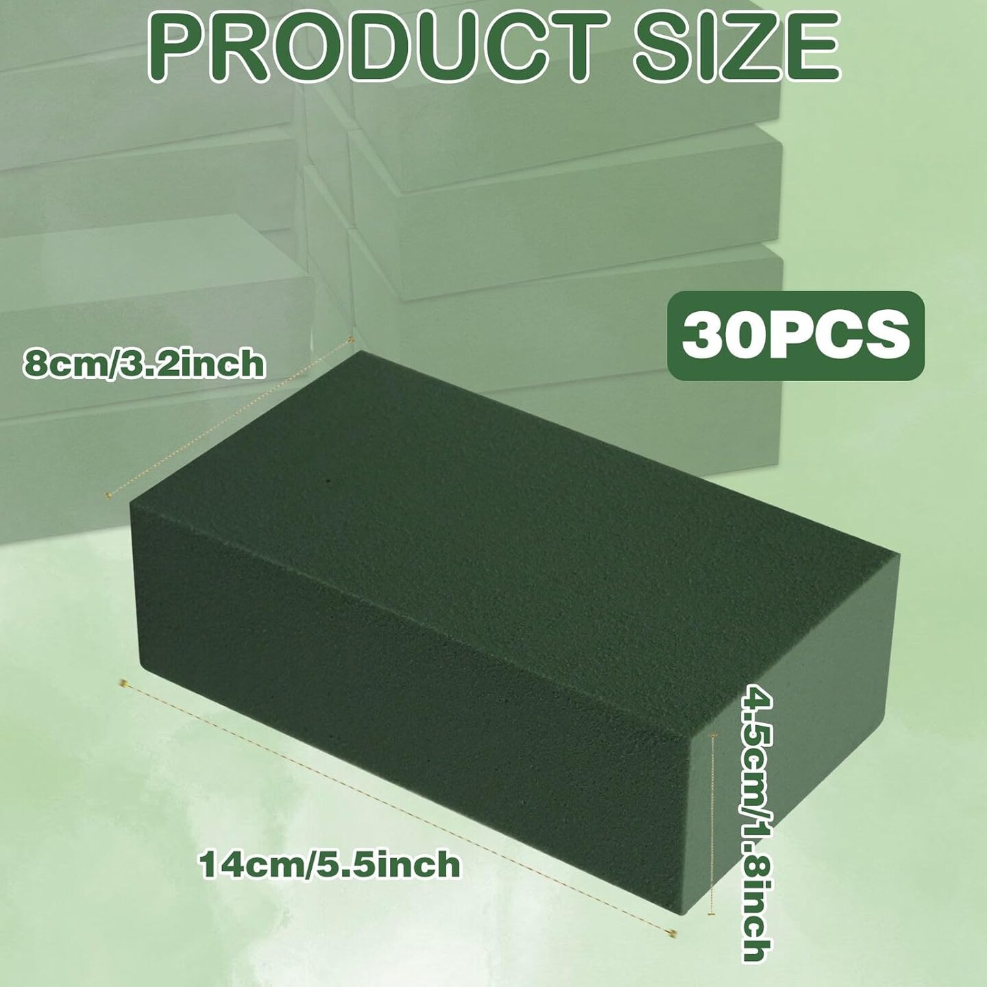 30Pieces Floral Foam Blocks, Green Floral Foam for Flower Arrangements, Flower Foam Blocks Florist Foam Dry Foam Plant Foam Wet Foam for Artificial Flowers, (5.5 X 3.2 X 1.8 Inches)