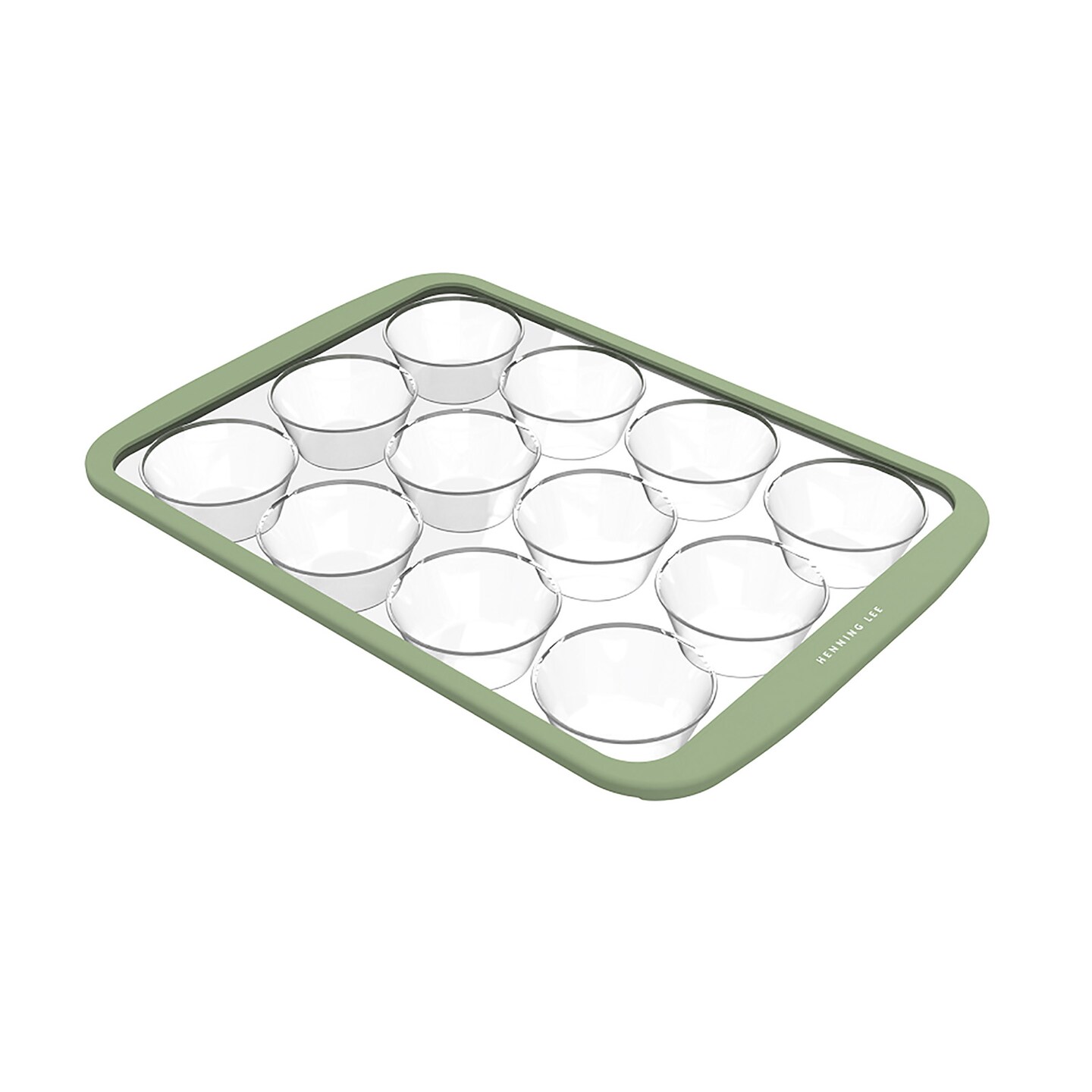 Henning Lee Look and Cook Clear Silicone 12-Cup Muffin Pan, Moss