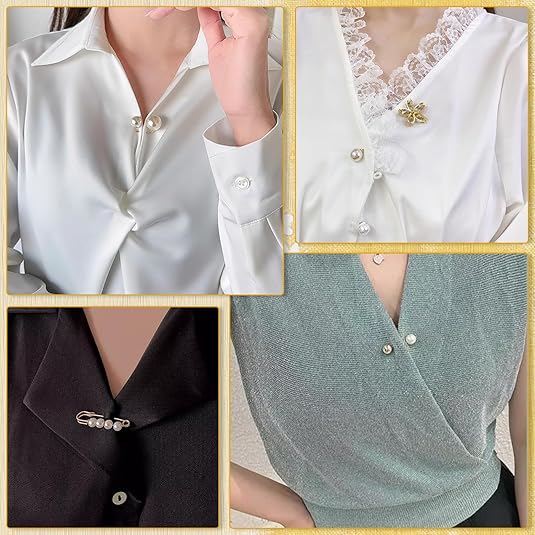 50 Pcs Pearl Brooch Safety Pins for Clothes Dress Jeans Pants Skirt Faux Pearl Rhinestones Tightener Safety Pins for Women Waist Decoration Accessories Sock Charms Pins