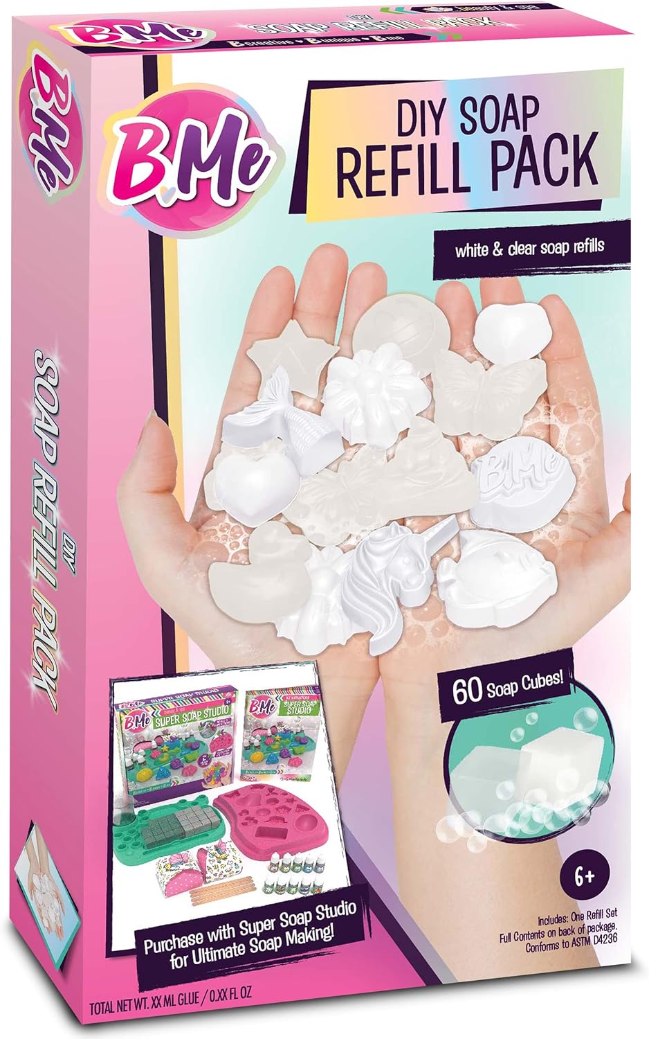 DIY Soap Making Kit Refill Pack - 60 Soap Cubes for The Super Soap Studio Kit- 30 Clear and 30 White Soap Cubes Included- Make Your Own Soap for Boys Girls- Fun Education Activity for Kids 6+