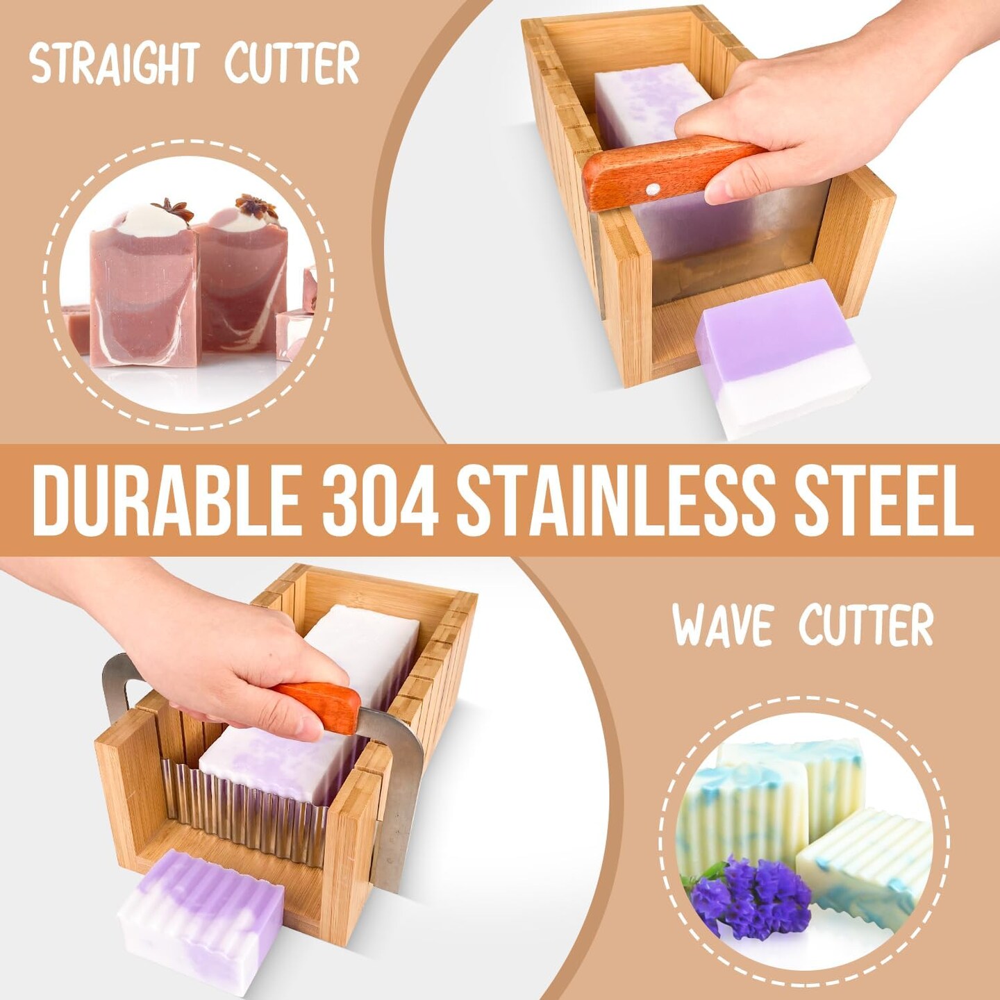 Soap Mold for soap Making, Soap Making kit - 42 oz Silicone Loaf soap Mold Set with Rectangular Wood Box & Bamboo Cutter Measuring Box, 2 Scraper for Soaps Making