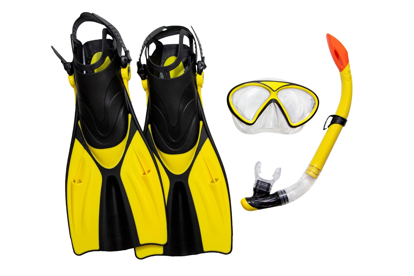 Swimline Youth and Adult Thermotech Snorkeling Set with Mesh Bag - Fin Size 6-8