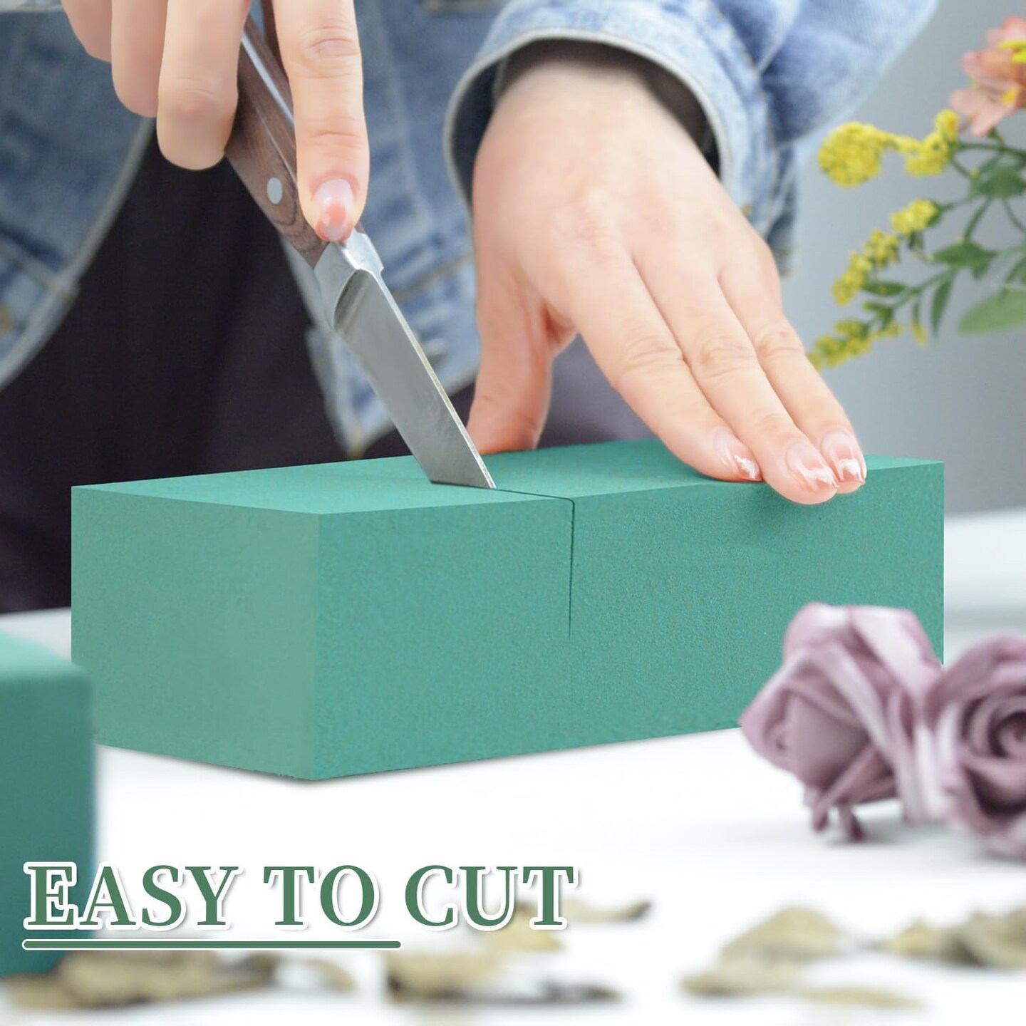 Floral Foams Blocks 4Pcs (7&#x22;L x 3.5&#x22;W x 2.1&#x27;&#x27;H) Green Wet Dry Flower Foam Bricks Large Florist Plant Foam for Artificial and Fresh Flower Arrangement