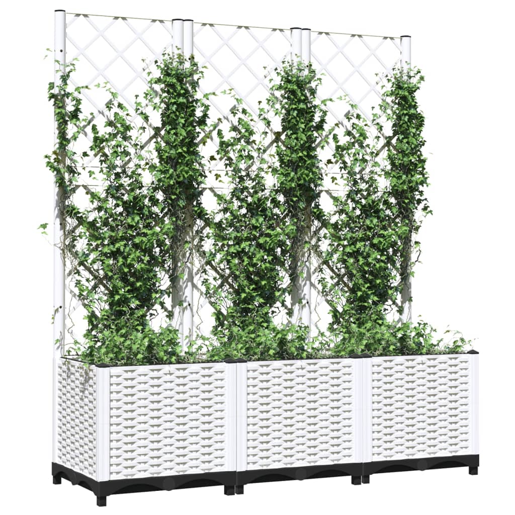 vidaXL Garden Planter with Trellis White 47.2x15.7x53.5 PP