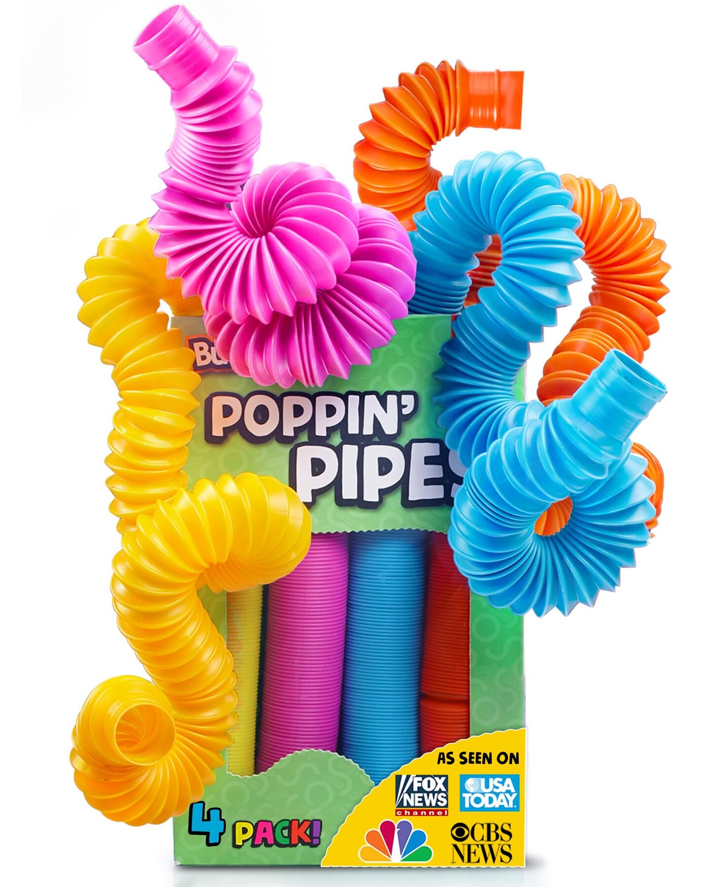 4 Pieces | Hours of Fun for Kids | Imaginative Play &#x26; Stimulating Creative Learning | Toddler Sensory Toys | Tons of Ways to Play | Connect, Stretch, Twist &#x26; Pop