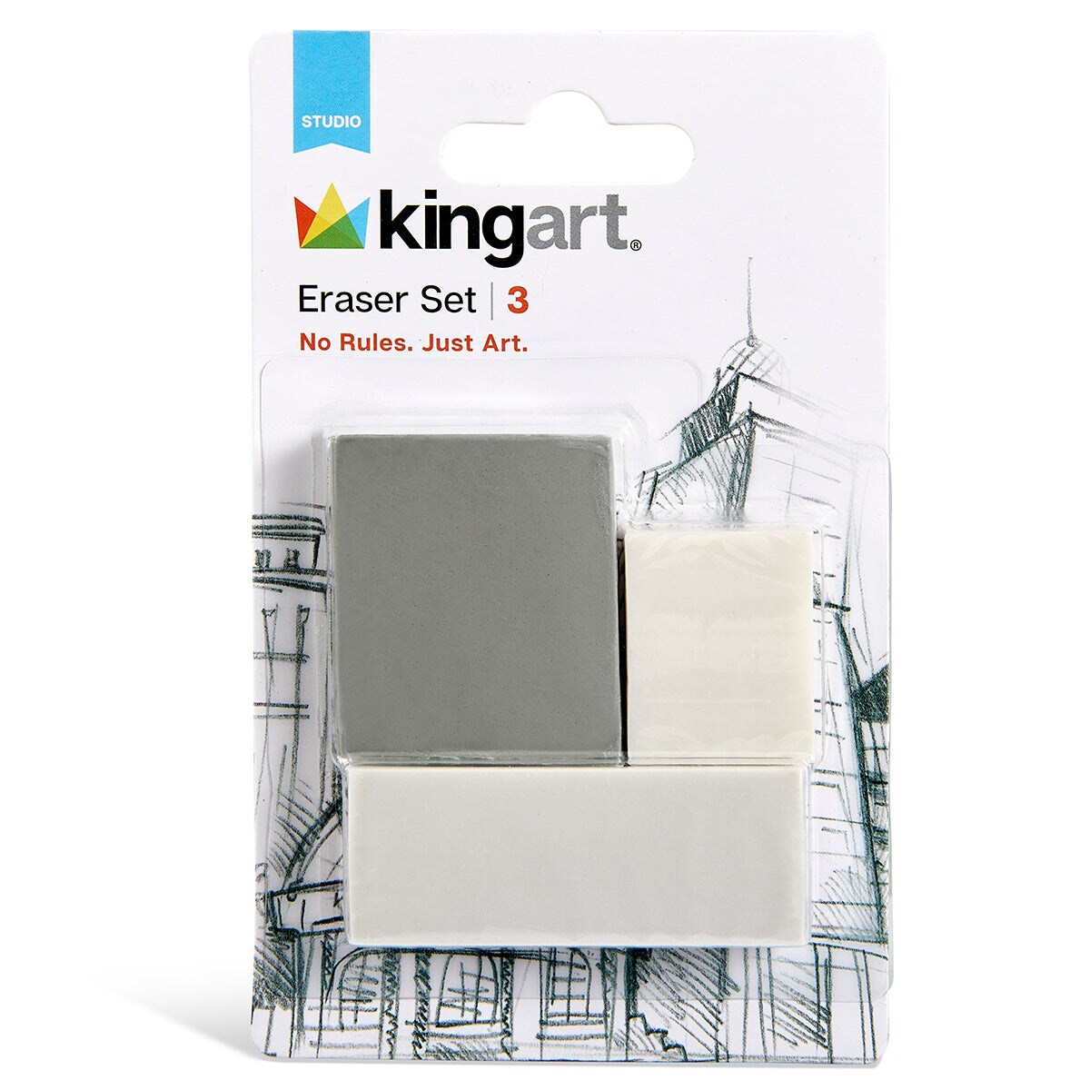 KINGART&#xAE; Assorted Erasers 3 pc