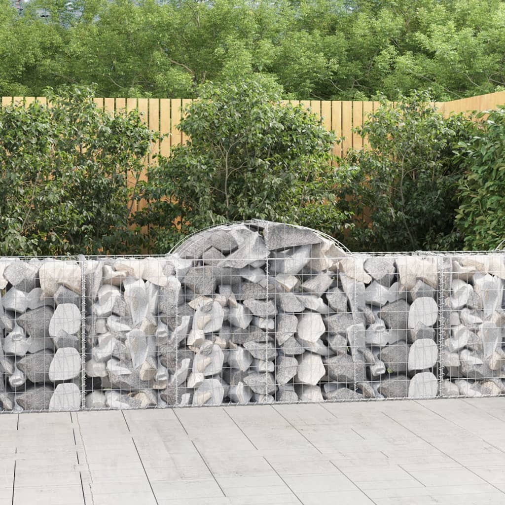vidaXL Arched Gabion Baskets 10 pcs 78.7&#x22;x19.7&#x22;x31.5&#x22;/39.4&#x22; Galvanized Iron