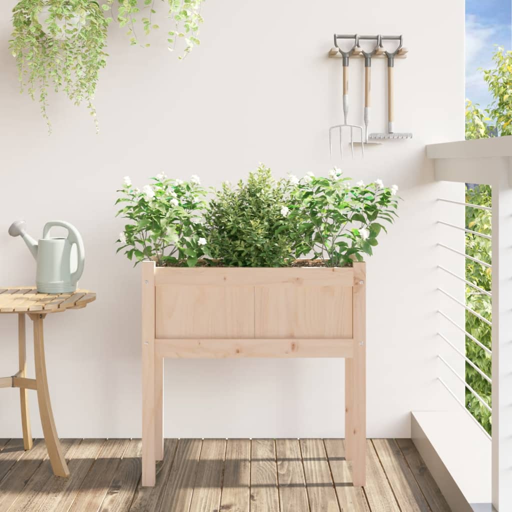 vidaXL Garden Planter with Legs 27.6&#x22;x12.2&#x22;x27.6&#x22; Solid Wood Pine