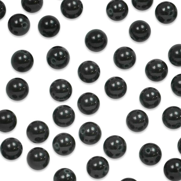 6 Packs of Black Stone Beads - Black - 6mm - 8&#x22; Strand