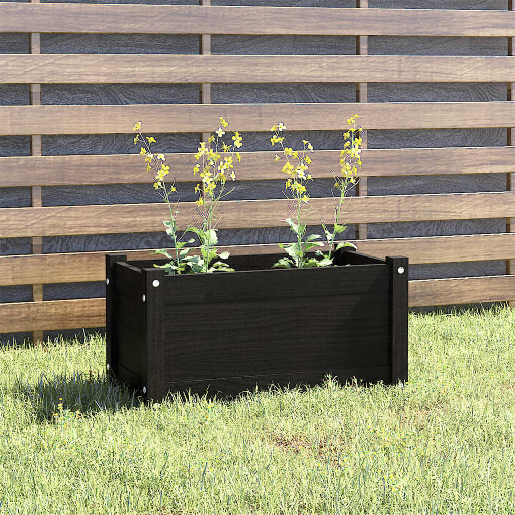 vidaXL Garden Planter Black 23.6&#x22;x12.2&#x22;x12.2&#x22; Solid Wood Pine