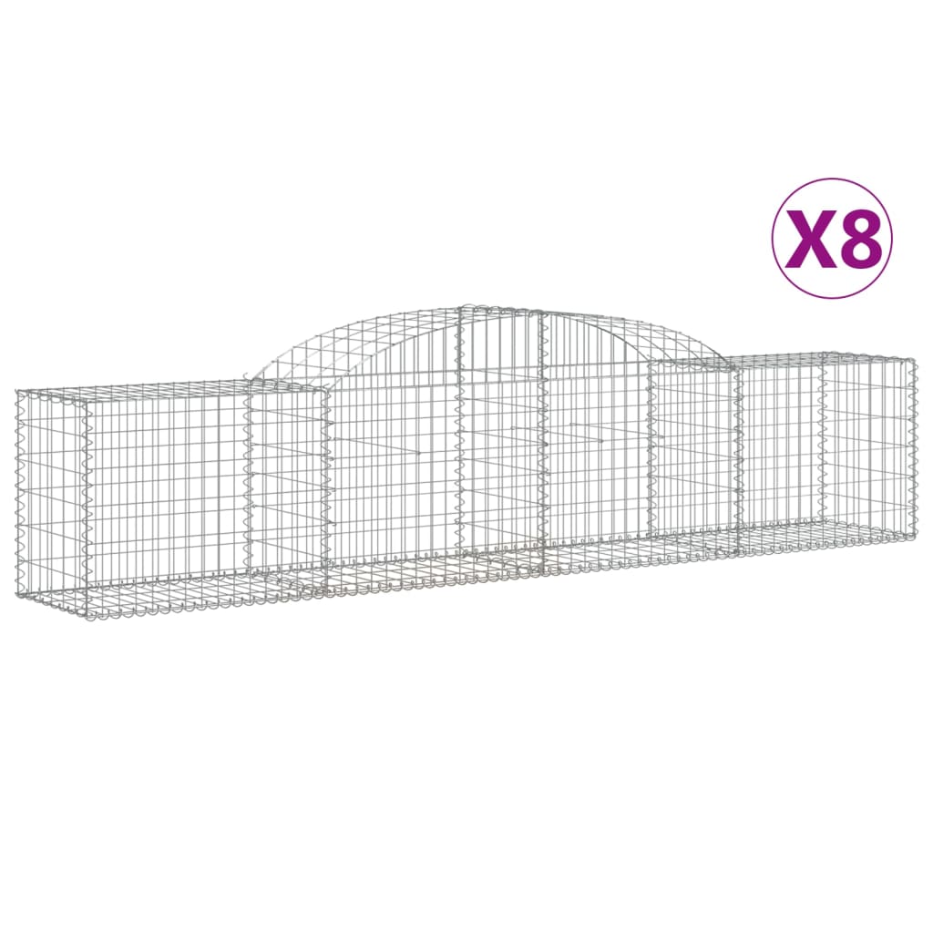 vidaXL Arched Gabion Baskets 8 pcs 118.1&#x22;x19.7&#x22;x23.6&#x22;31.5&#x22; Galvanized Iron