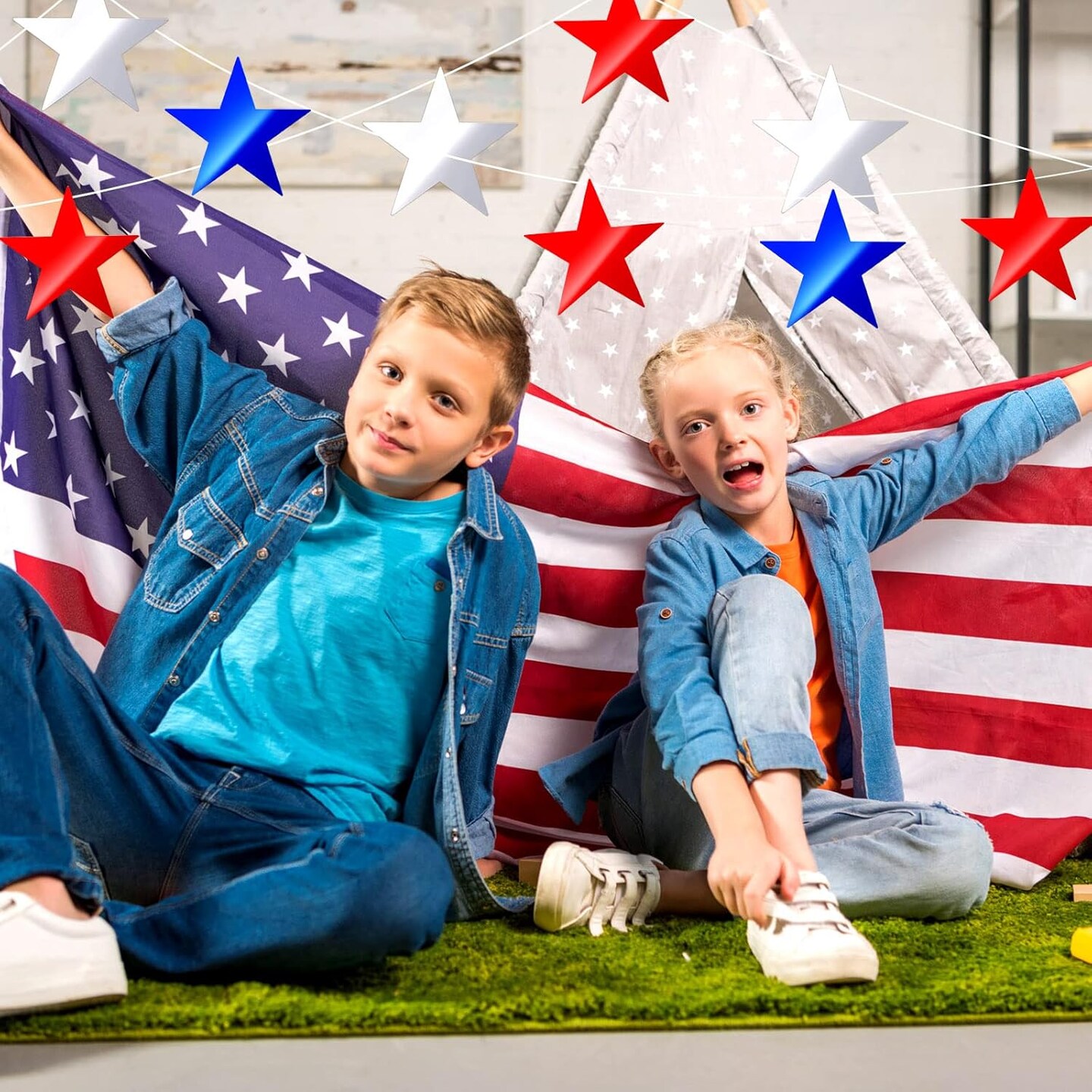 80 Pieces Stars Cutouts Glitter Double Printed Paper Cardboard Stars Decorations for Bulletin Board Classroom