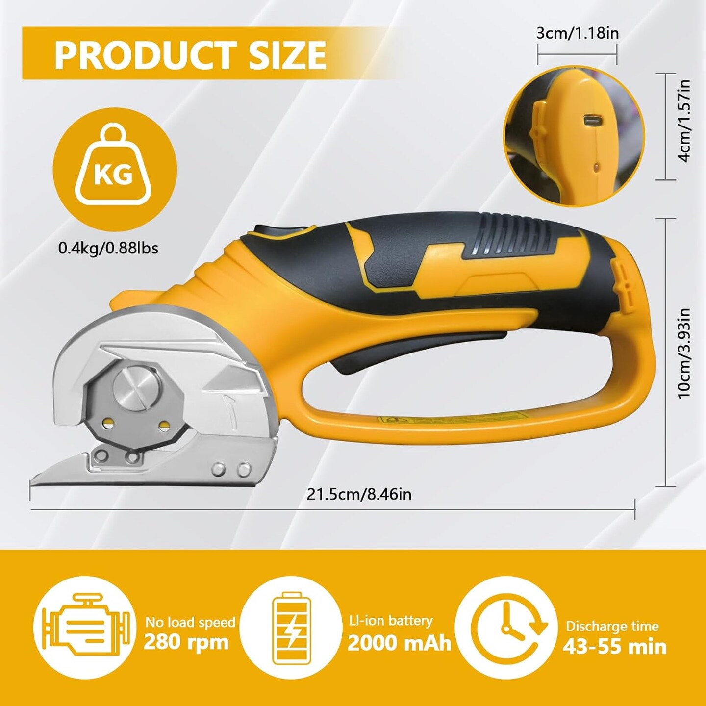 Cordless Electric Scissors,Automatic Scissors for Fabric Cutting,Cardboard Cutter Electric with 2 x Stainless Steel Rotary Blade,Power Rotary Cutter for Leather Carpet Plastic Cutting,Sewing