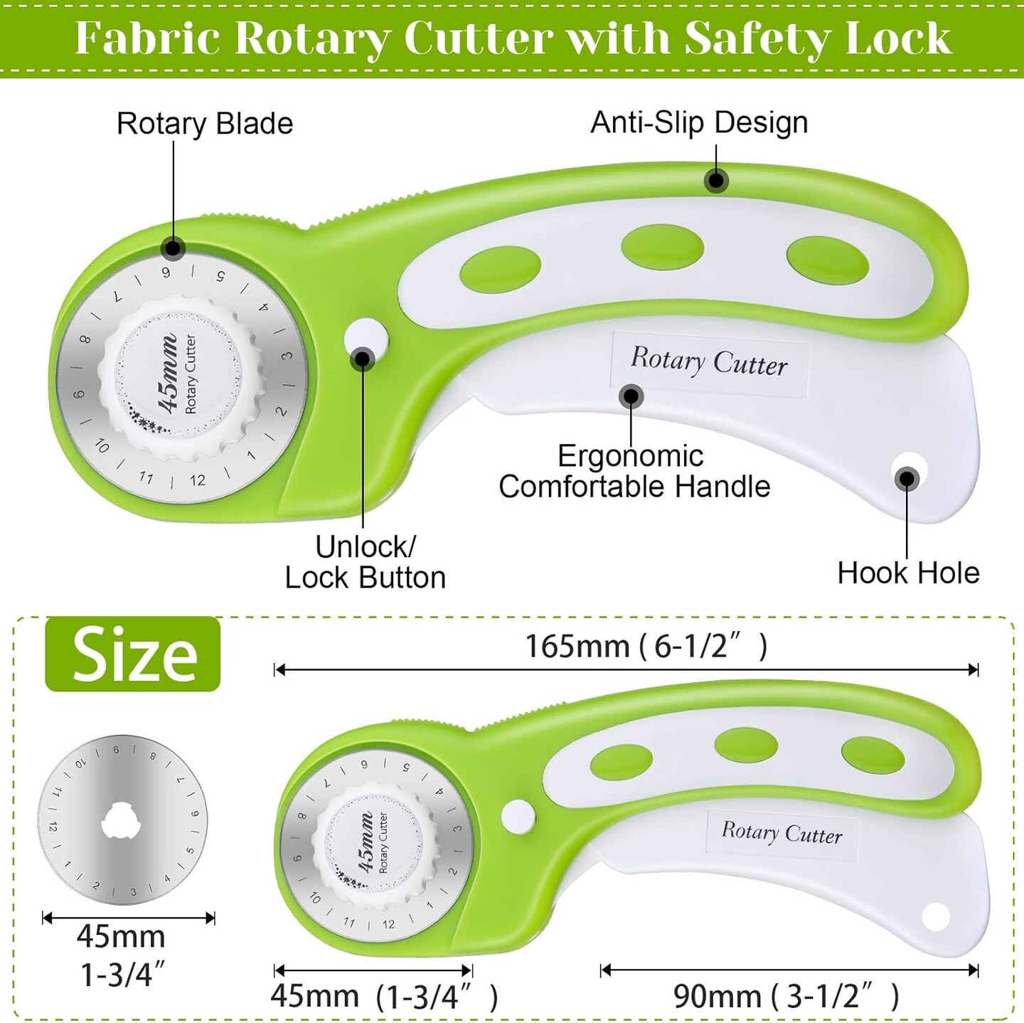 Rotary Cutter Set, Self Healing Sewing Mats Rotary Cutter and Mat 45mm Rotary Fabric Cutter Set with 2 Blades Rotary Cutting Mat for Crafts Fabric Quilting Hobby (9&#x22; x 12&#x22; (A4))