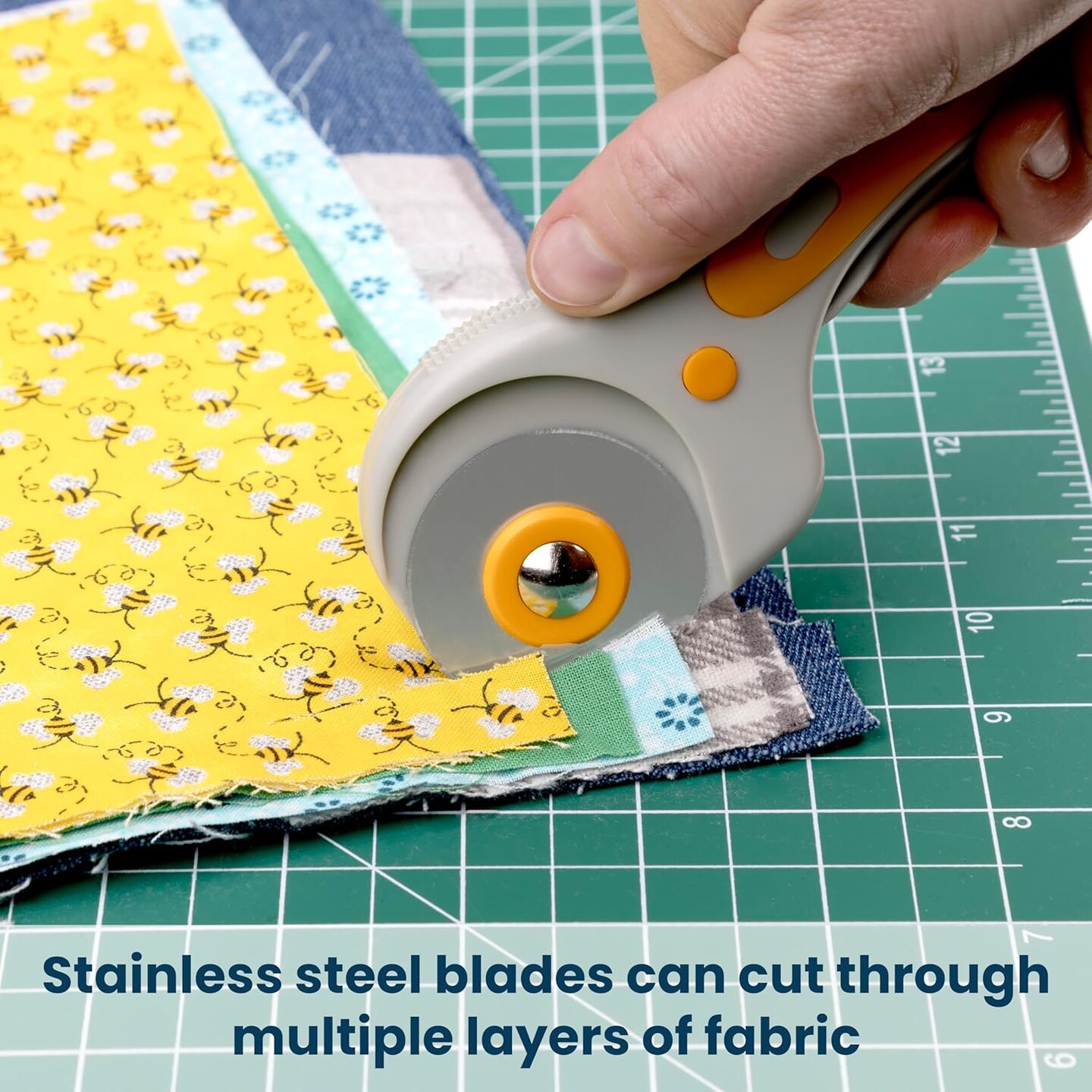 Rotary Cutter For Fabric with 5 Rotary Blades - 45mm Rolling Cutter with Safety Lock - Fabric Roller Cutting Wheel - T-Shirt Cutting Tool