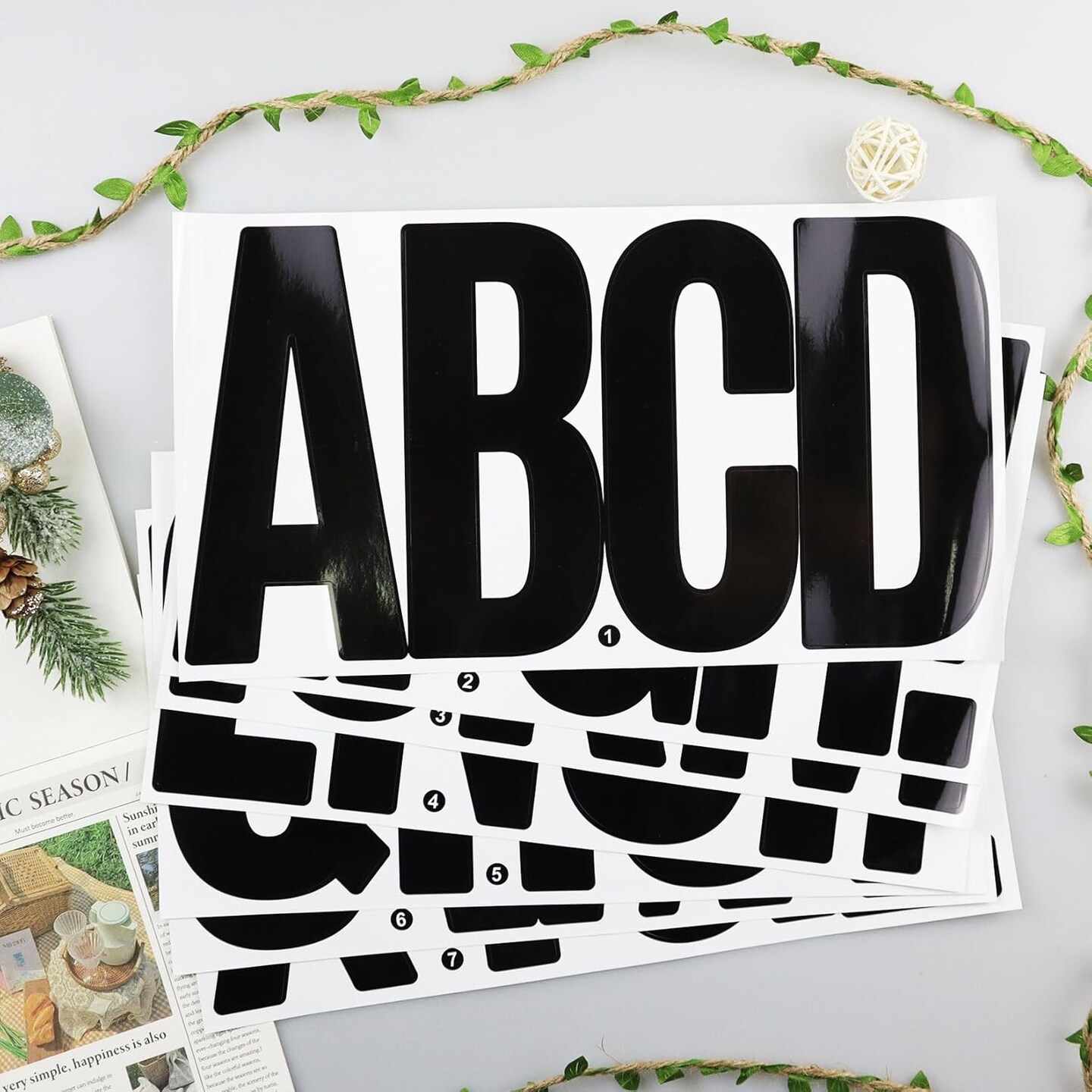 6 Inch Large Letters Stickers, 76 Pieces Self Adhesive Alphabet Sticker