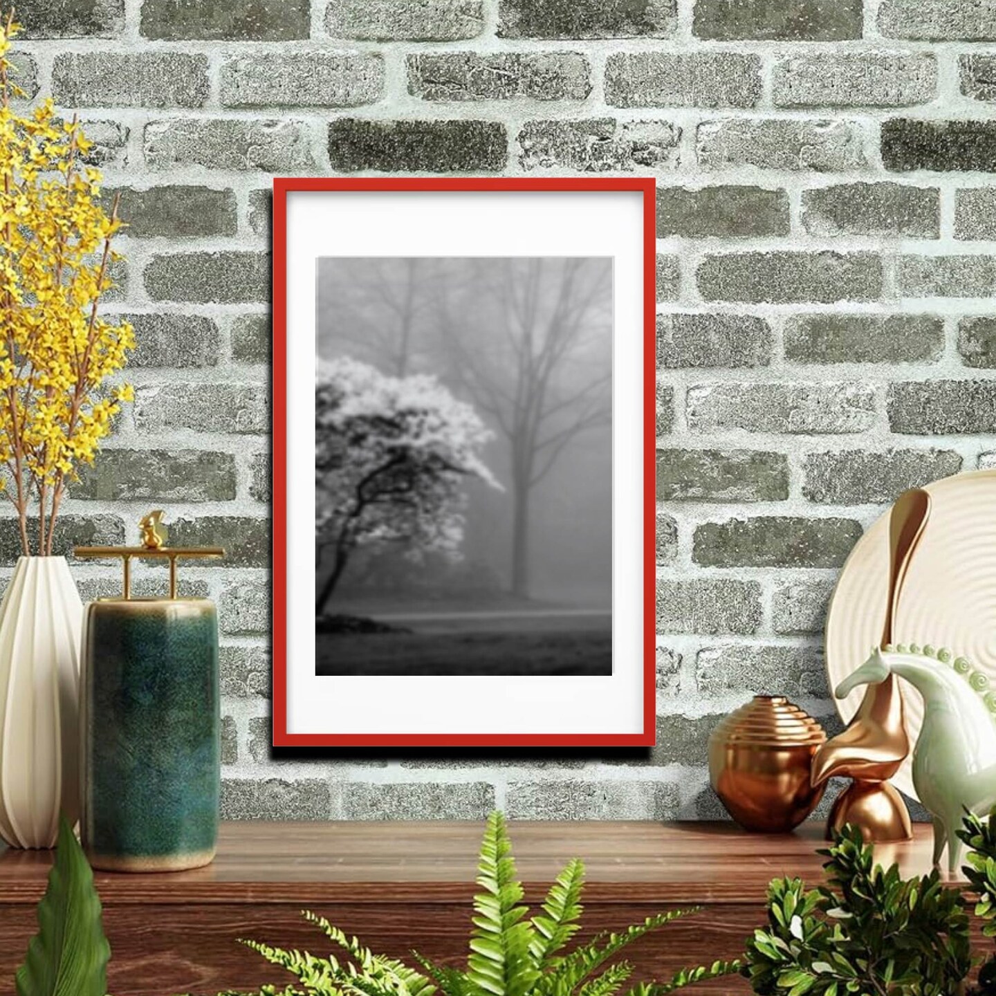 24x36&#x22; Red Frame with Mount Horizontal/Vertical No-Nail Hanging Depth Display