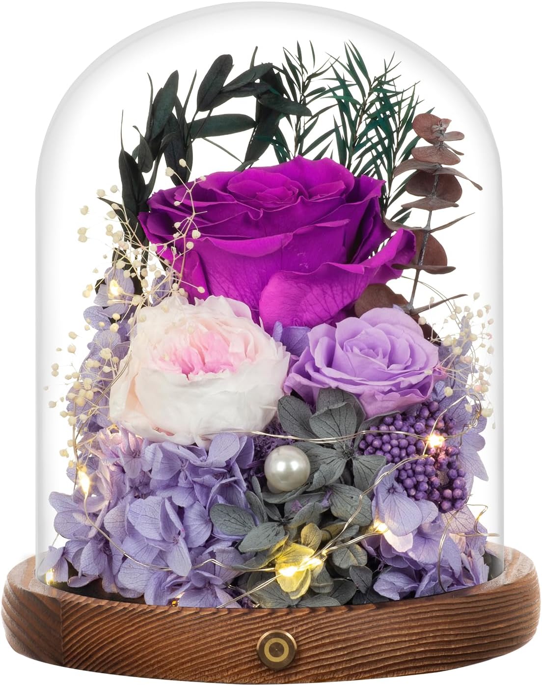 Large Preserved Flowers with Card & Box (Purple) 5.5 x 5.5 x 6.7 inches