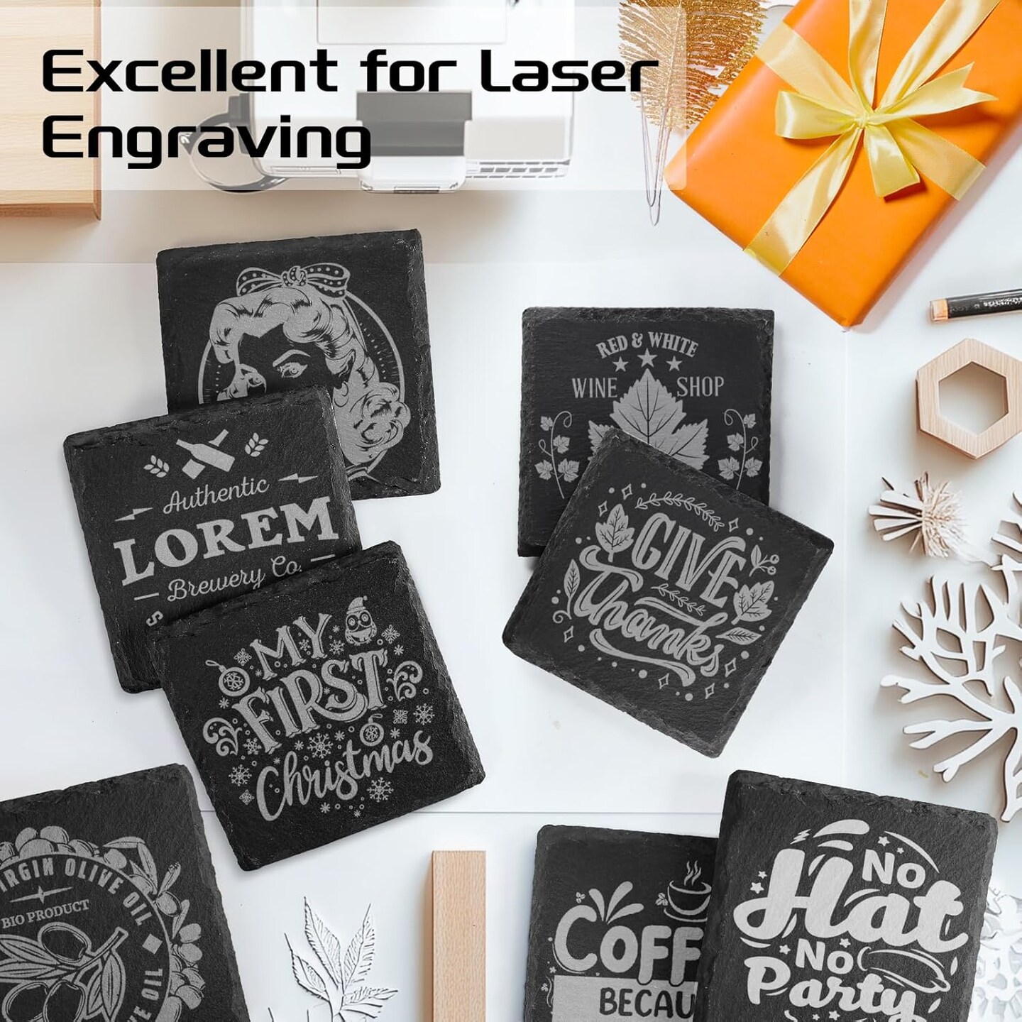 Slate Coasters Set 12