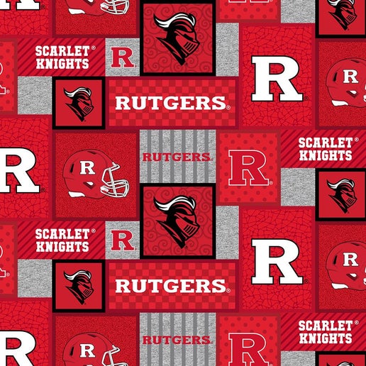 Licensed NCAA Rutgers University Patch Fleece RUTL-1177 Fabric by the Yard