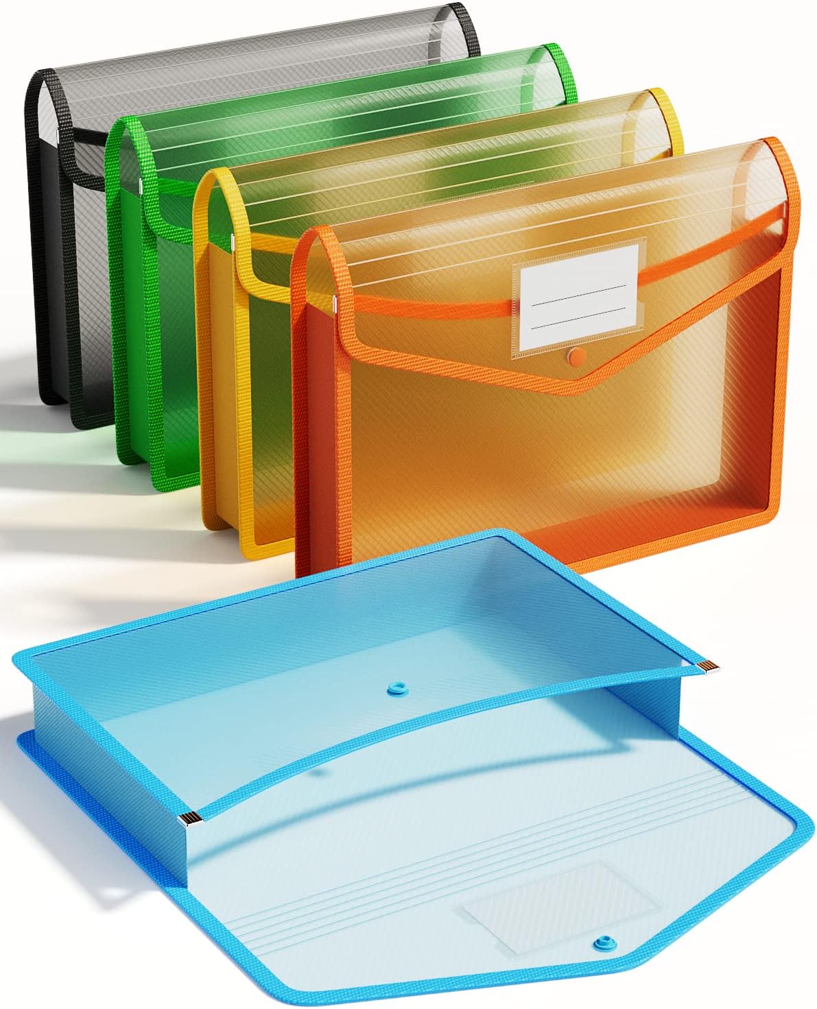 Plastic Expanding File Folder Envelope (5 Pack Assorted Colors)