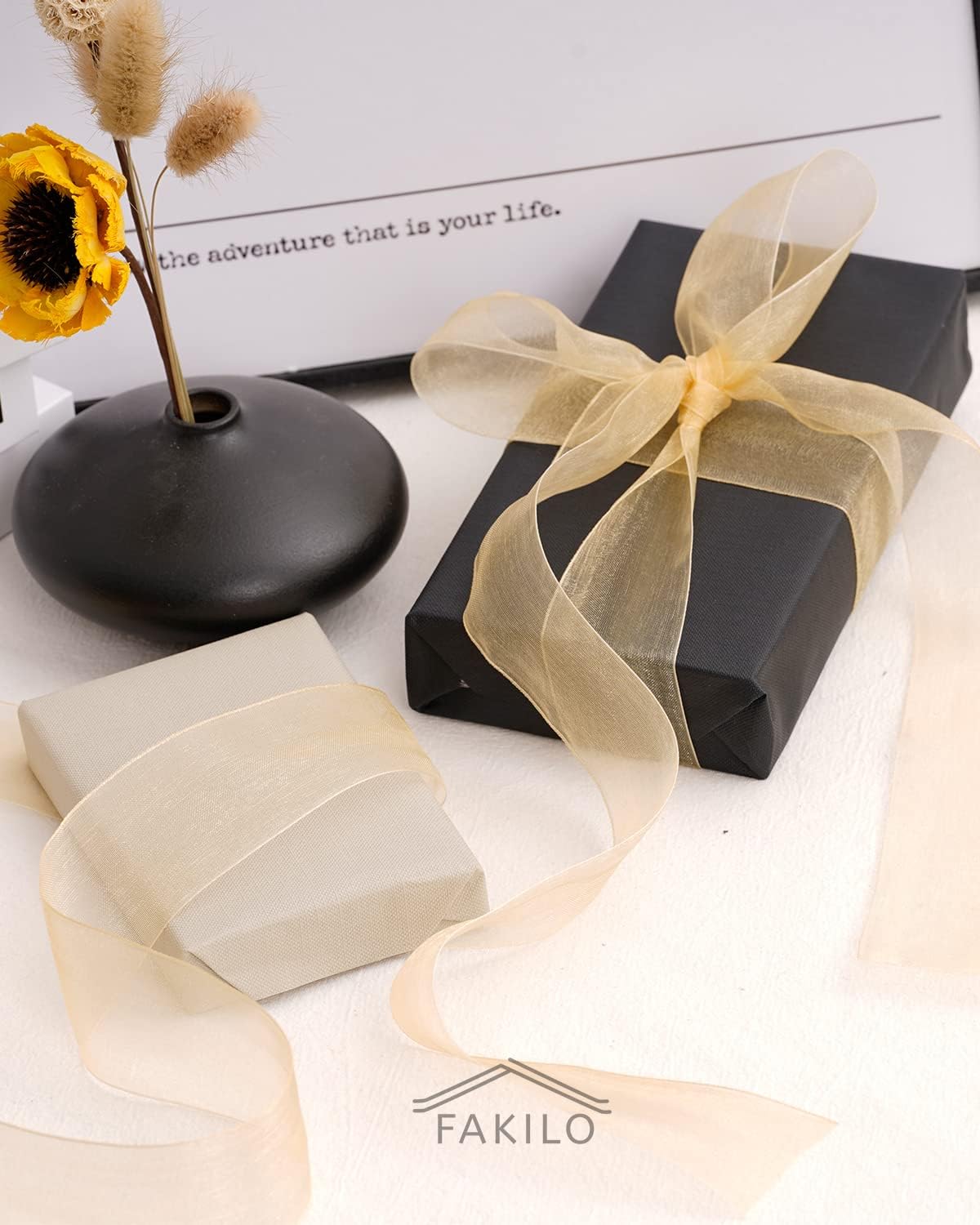 2 Roll Champagne Organza Ribbon 1.5 Inch (Champagne) 3600"L x 1.5"W