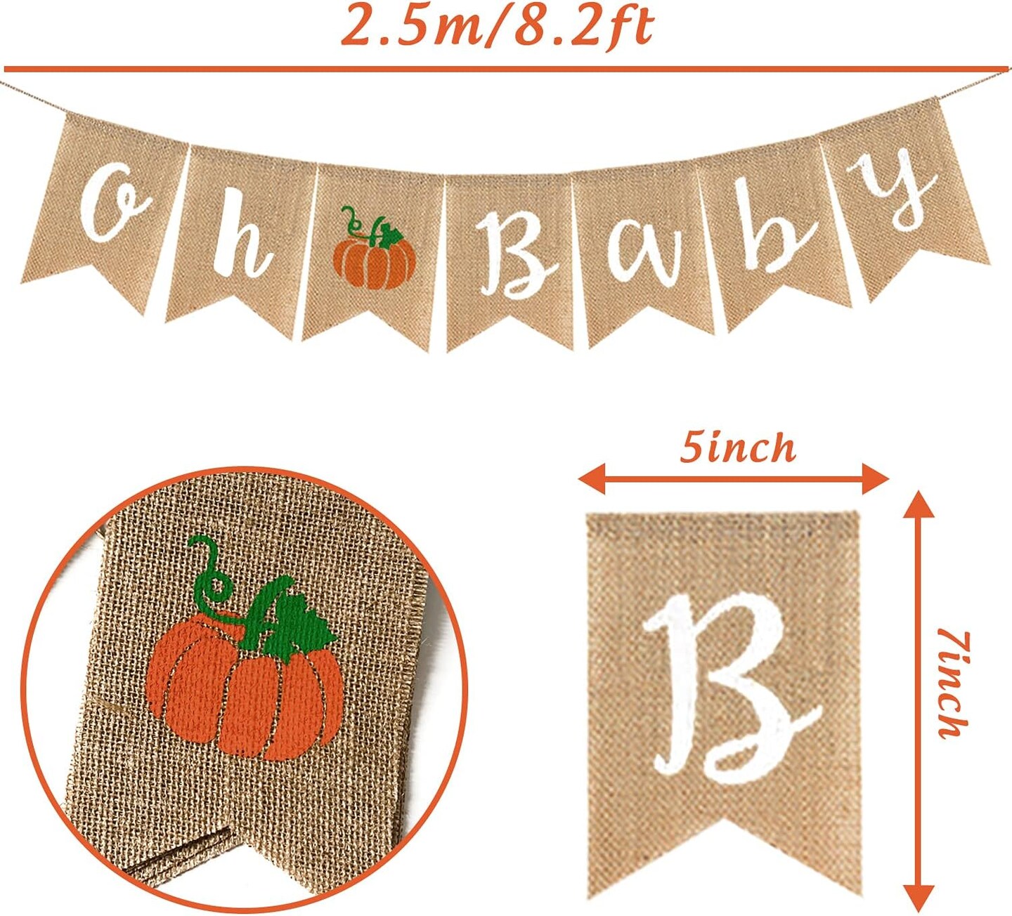 Oh baby Pumpkin Burlap Banner Welcome Baby Fall Jute Bunting Garland