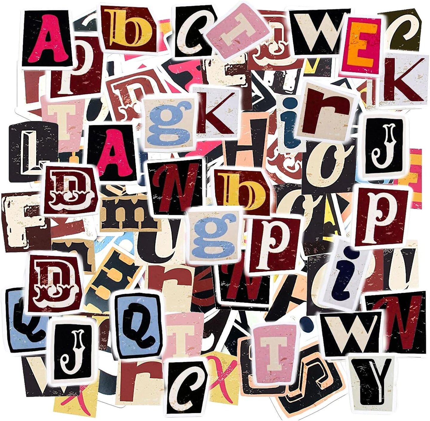 104Pcs Alphabet Stickers Waterproof Vinyl Decals Vintage Letter Stickers A-Z