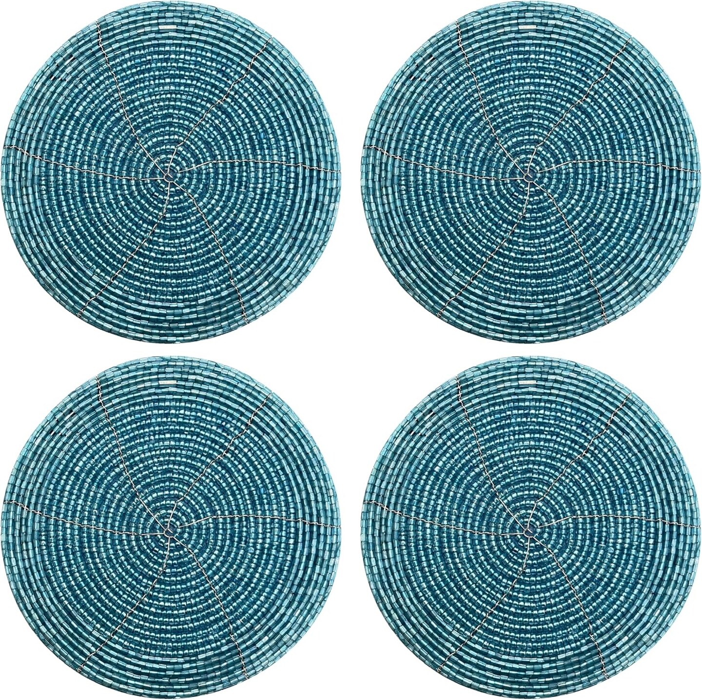 Handmade Beaded Bar Drink Tabletop Protection Coasters - Set of 4