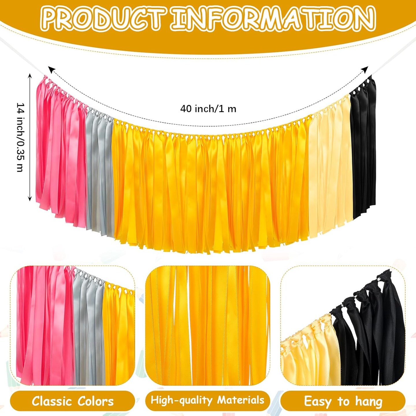 Back to School Decorations Pencil Ribbon Garland Yellow Pencil Hanging Tassel Garland 40 Inches