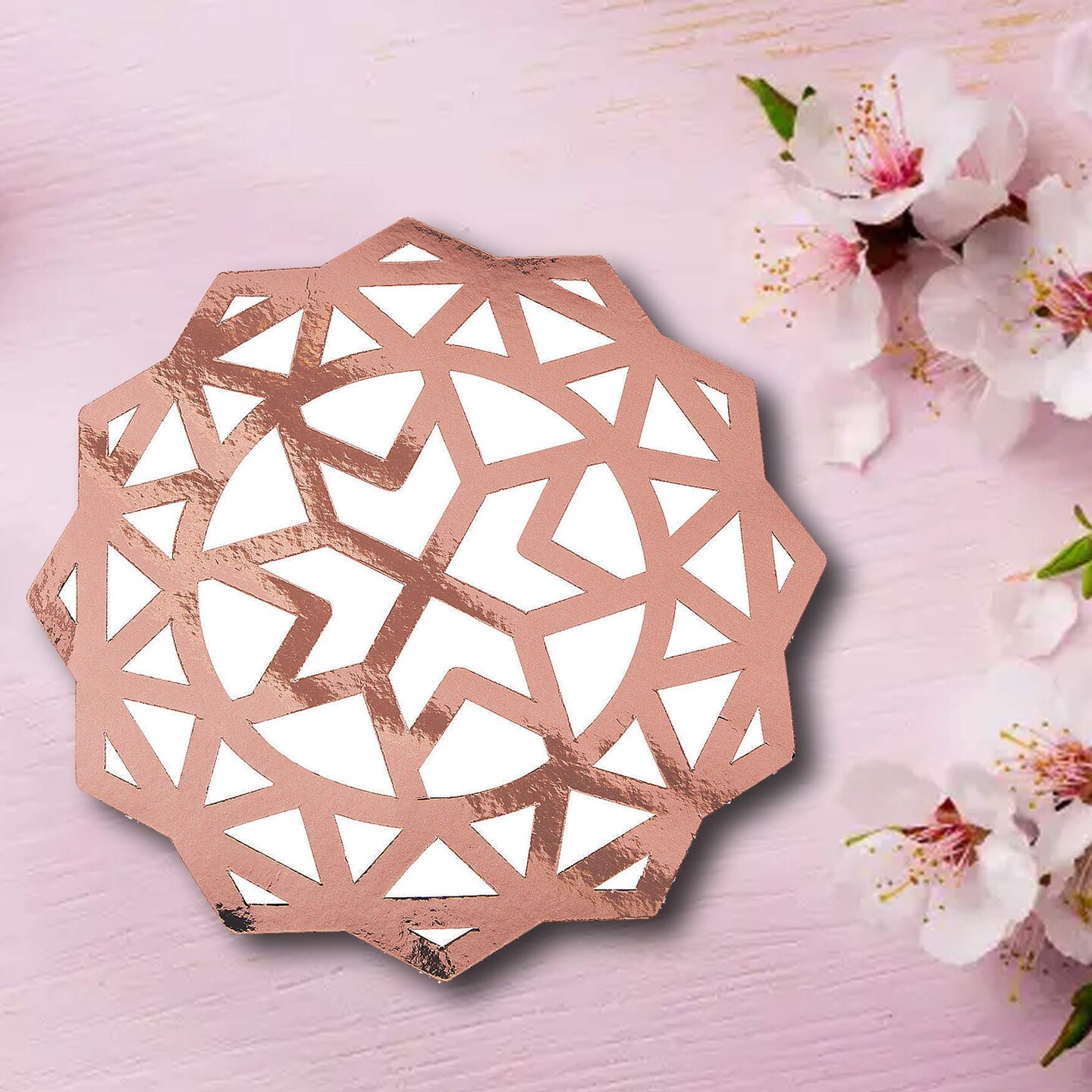 24 Count Rose Gold Foil Charger Placemats Disposable Elegant Wedding Reception Tables 12 Inch