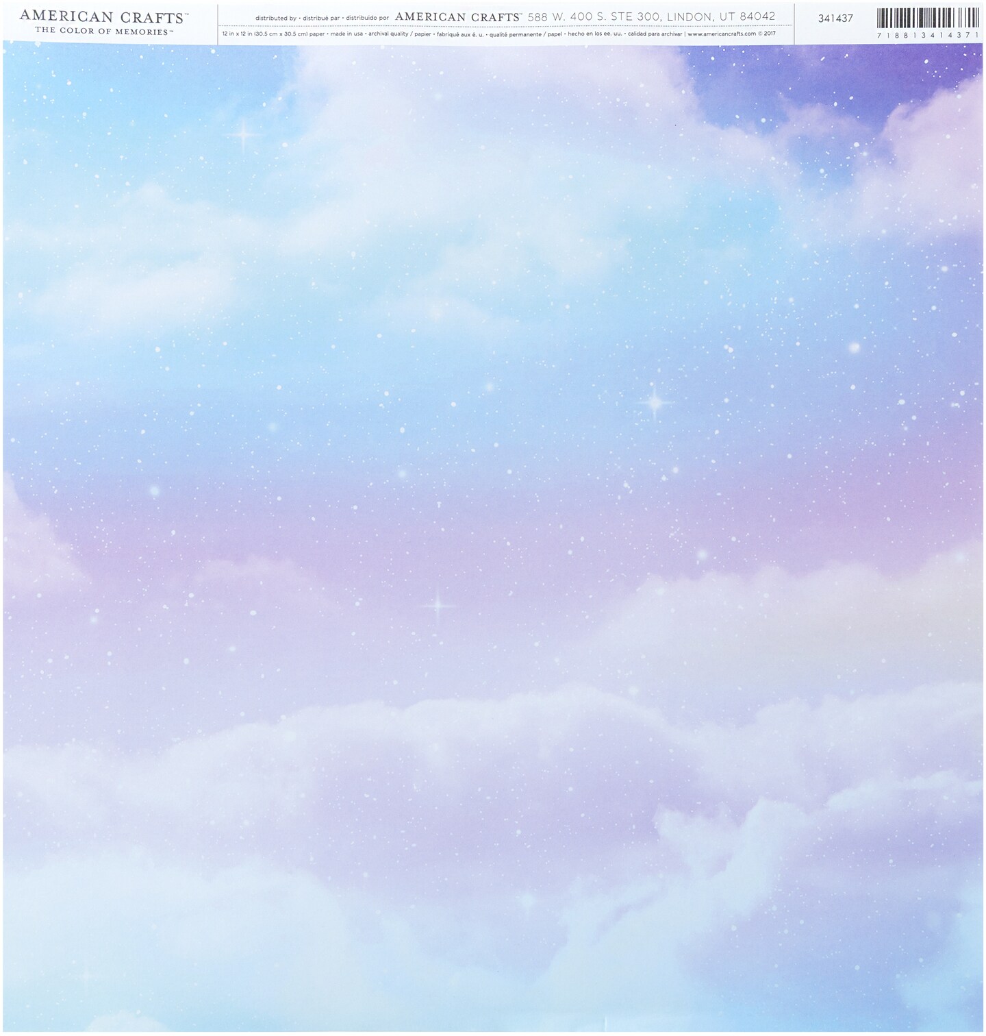 American Crafts Everyday Single-Sided Cardstock 12"X12"-Unicorn Clouds