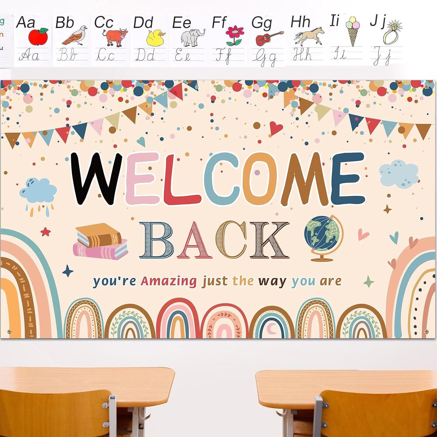 Welcome Back to School Banner First Day of School Backdrop Banner(Boho ...