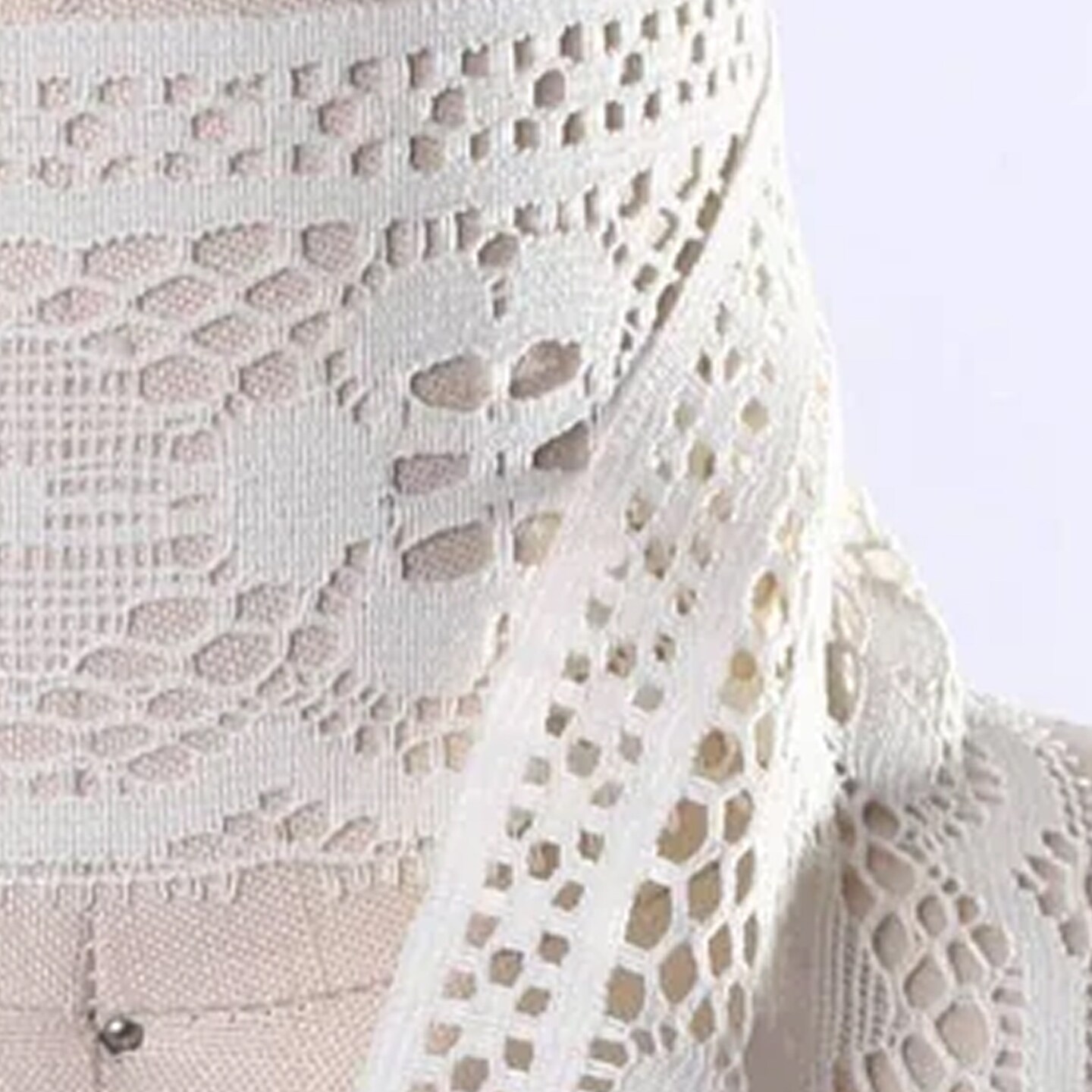 2 Yards Ivory Polyester Lace Trim with Scalloped Edge and Cluny-Inspired Design