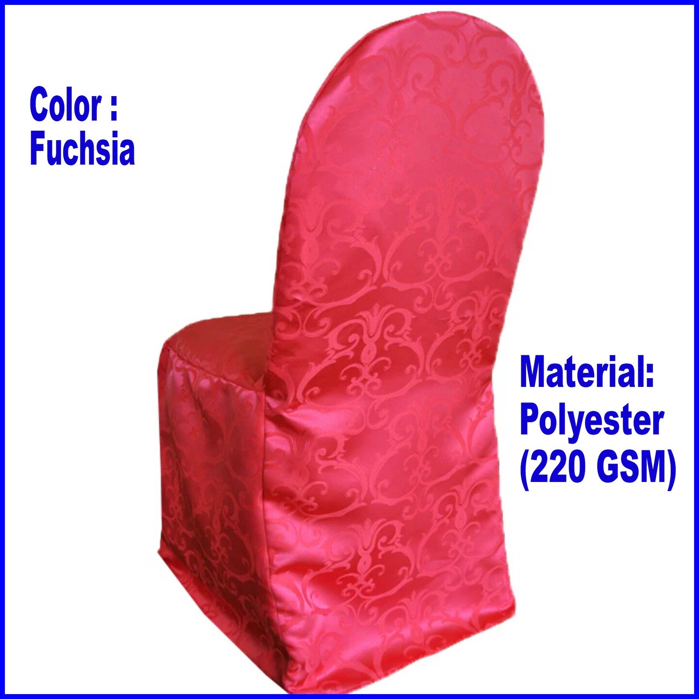 1 Piece Fuchsia Versailles Damask Jacquard Polyester Banquet Chair Cover