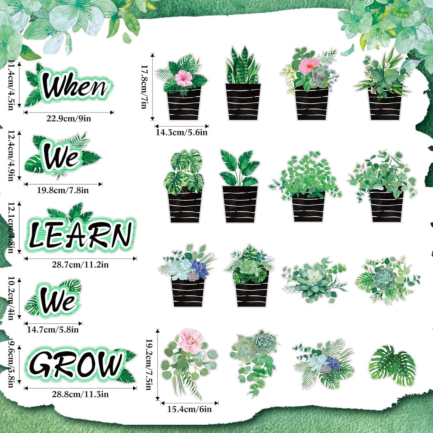 58 Pcs Succulent Potted Plant Bulletin Board Decoration with 120 Pcs Glue Points