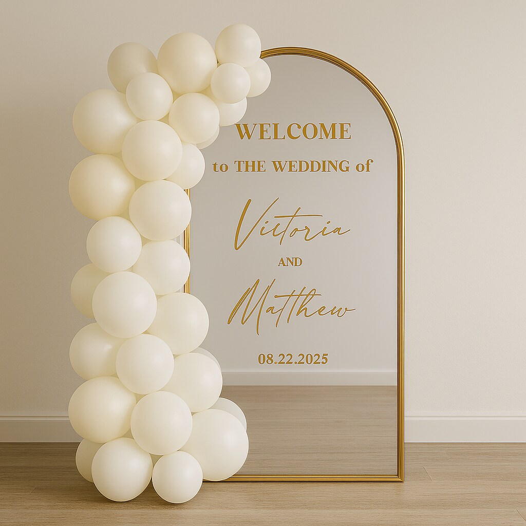 Custom Wedding Welcome Decal, Personalized Names and Date Vinyl
